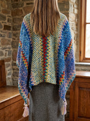 RUANA BOHO AZULES