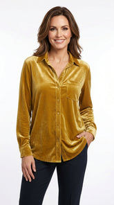 BLUSA VELVET MOSTAZA