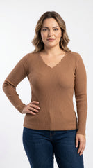 POLERA TEJIDA BASICA CAMEL