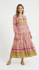 VESTIDO FUCSIA Y VERDE