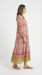 VESTIDO FUCSIA Y VERDE