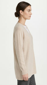 SUÉTER OVERSIZE CUELLO V BEIGE