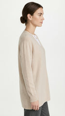 SUÉTER OVERSIZE CUELLO V BEIGE