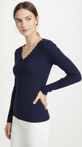 POLERA TEJIDA BASICA AZUL