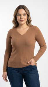 POLERA TEJIDA BASICA CAMEL