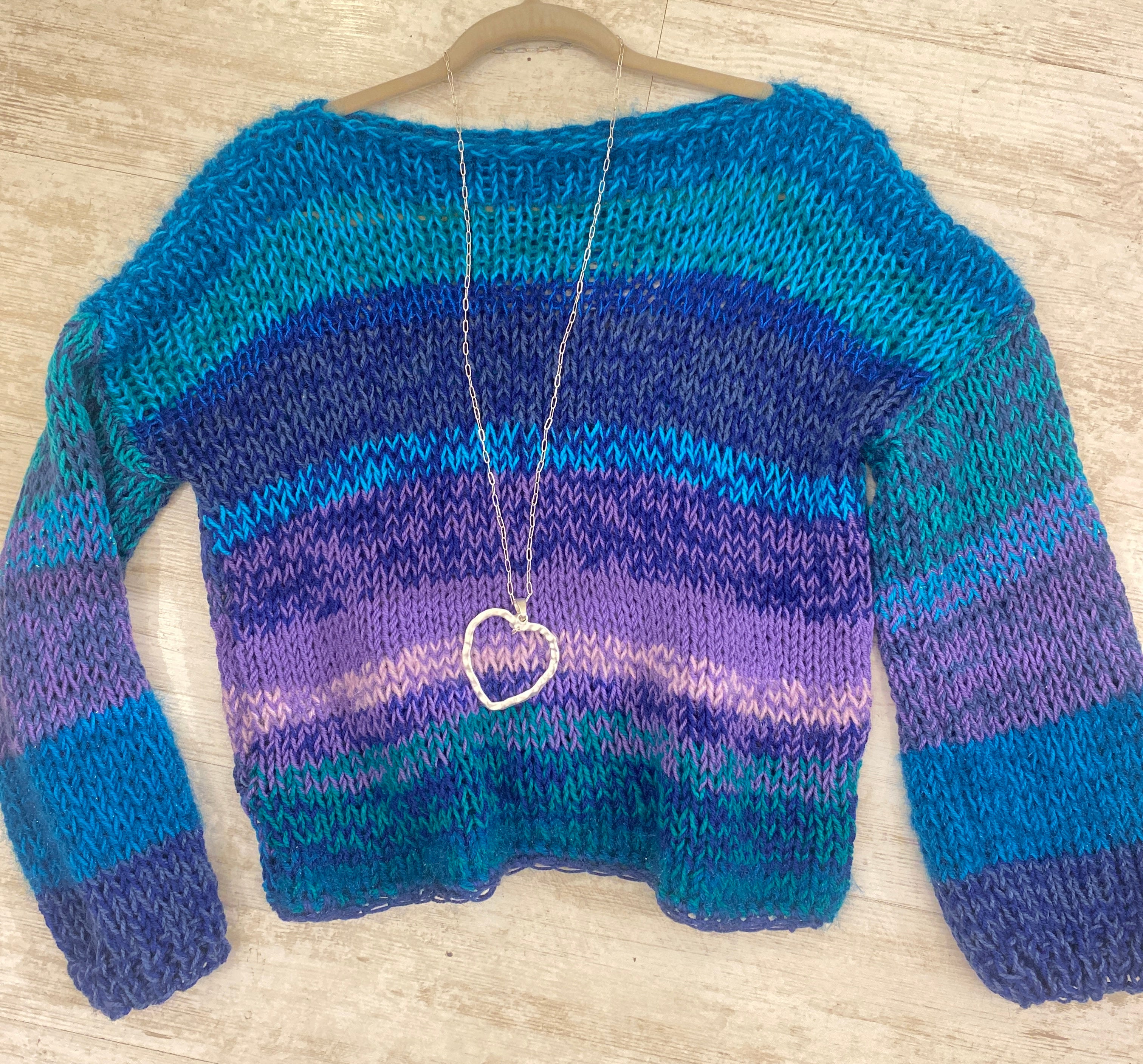 SUETER TEJIDO A MANO TURQUESAS,AZULES,LILAS