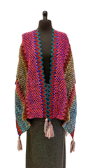 RUANA BOHO FUCSIAS Y ROJOS