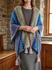 RUANA BOHO AZULES