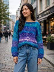 SUETER TEJIDO A MANO TURQUESAS,AZULES,LILAS