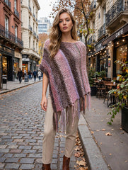 PONCHO ROSA TEJIDOS DE KARLA