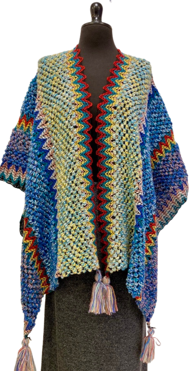 RUANA BOHO AZULES