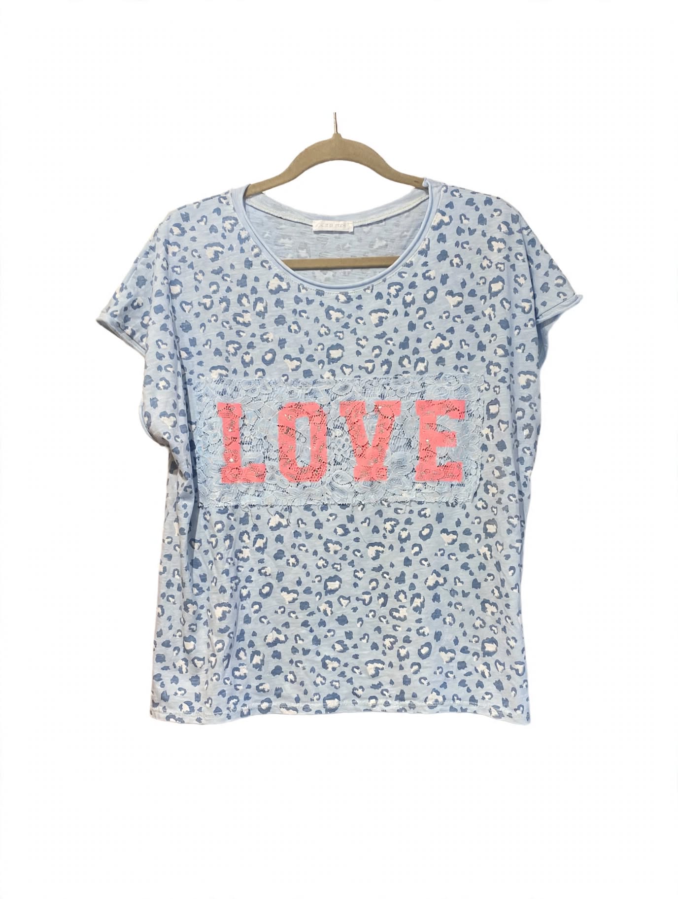 POLERA ITALIANA ANIMAL PRINT CELESTE