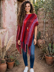 PONCHO ROJOS-FUCSIAS TEJIDOS DE KARLA