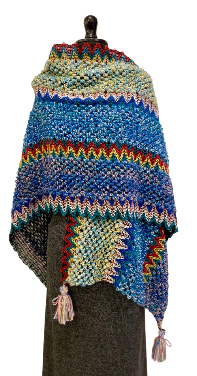 RUANA BOHO AZULES