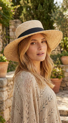 SOMBRERO FIBRA NATURAL CINTA NEGRO