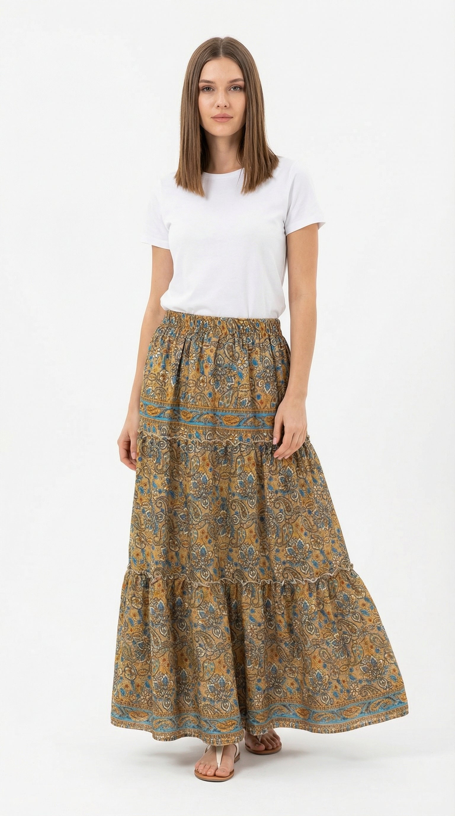 FALDA SEDA BEIGE