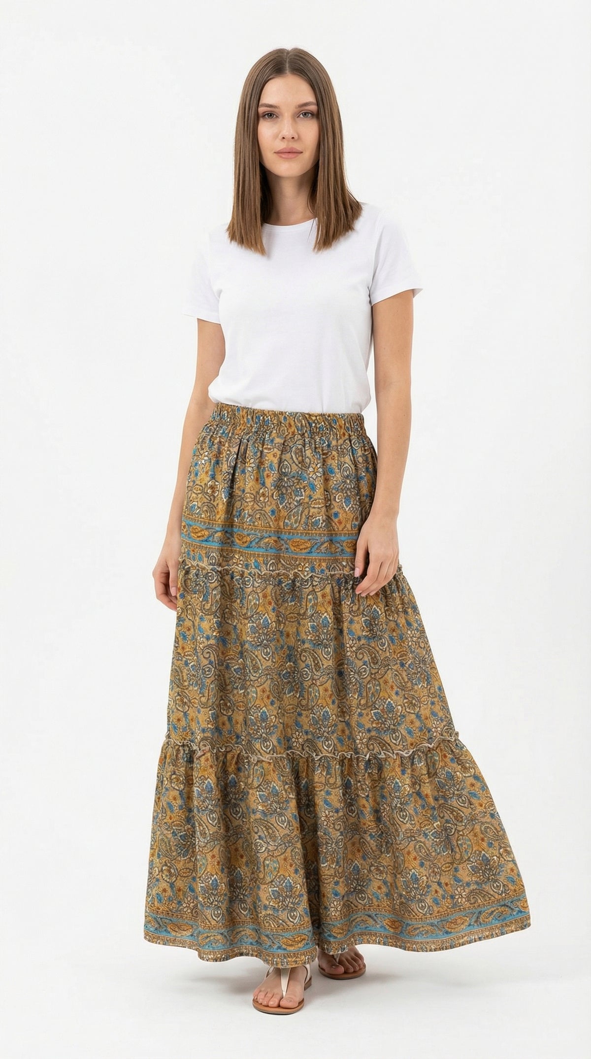 FALDA SEDA BEIGE
