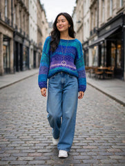 SUETER TEJIDO A MANO TURQUESAS,AZULES,LILAS