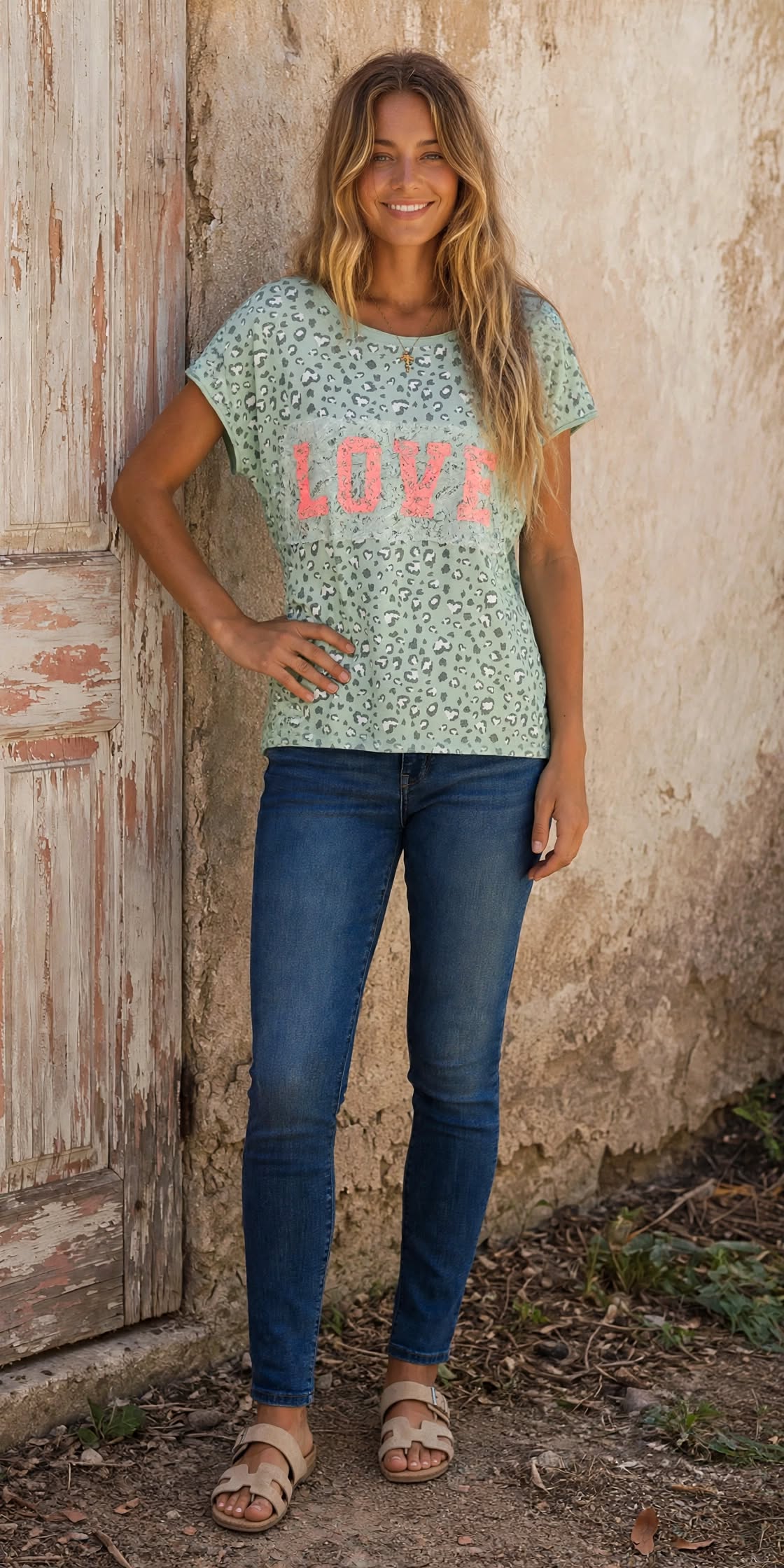 POLERA ITALIANA ANIMAL PRINT VERDE