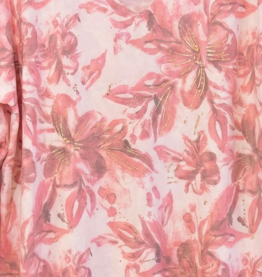 SUETER VISCOSA ESTAMPADO ROSA