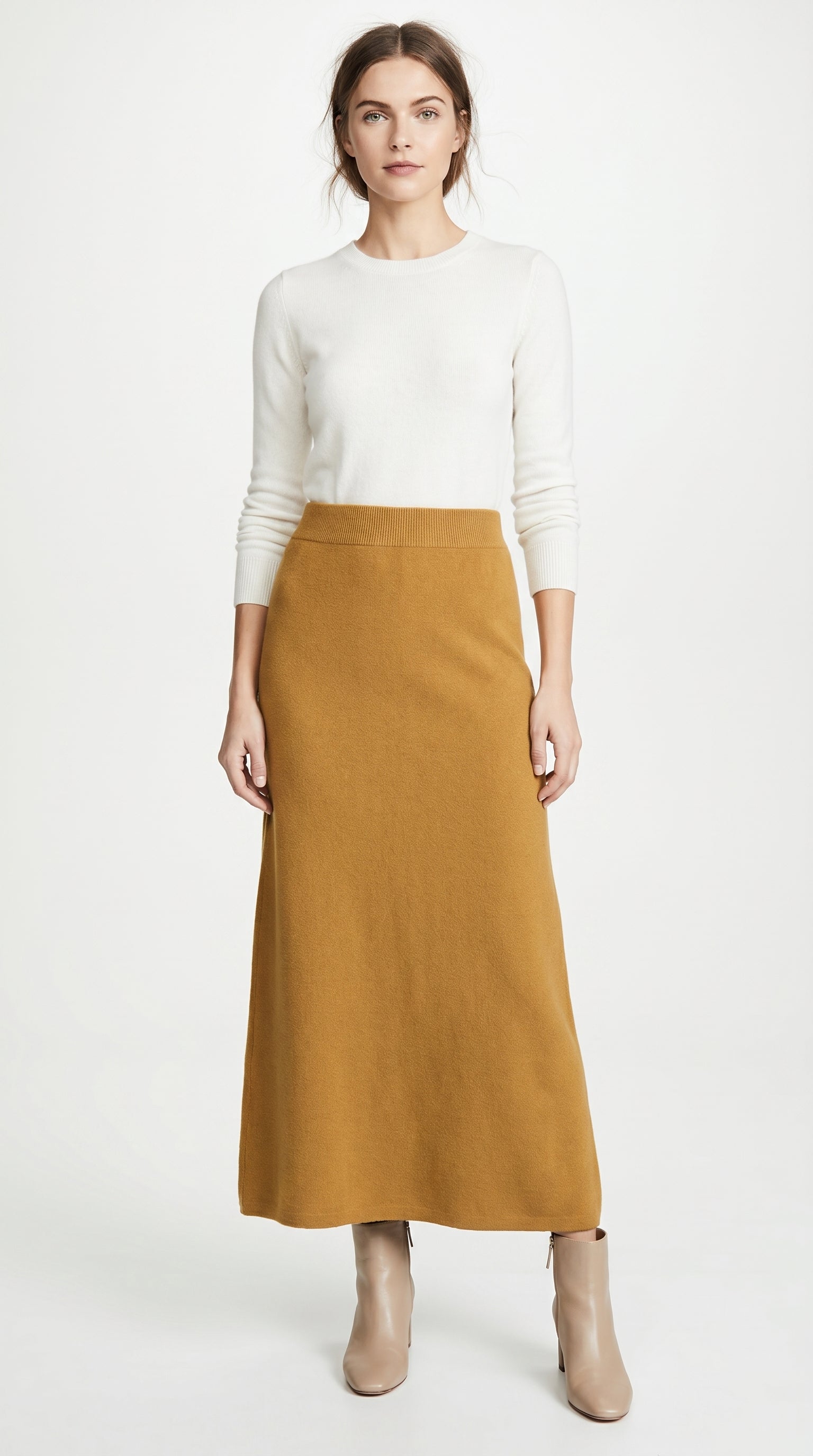 FALDA BASICA TEJIDA CAMEL