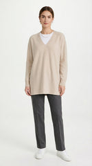 SUÉTER OVERSIZE CUELLO V BEIGE