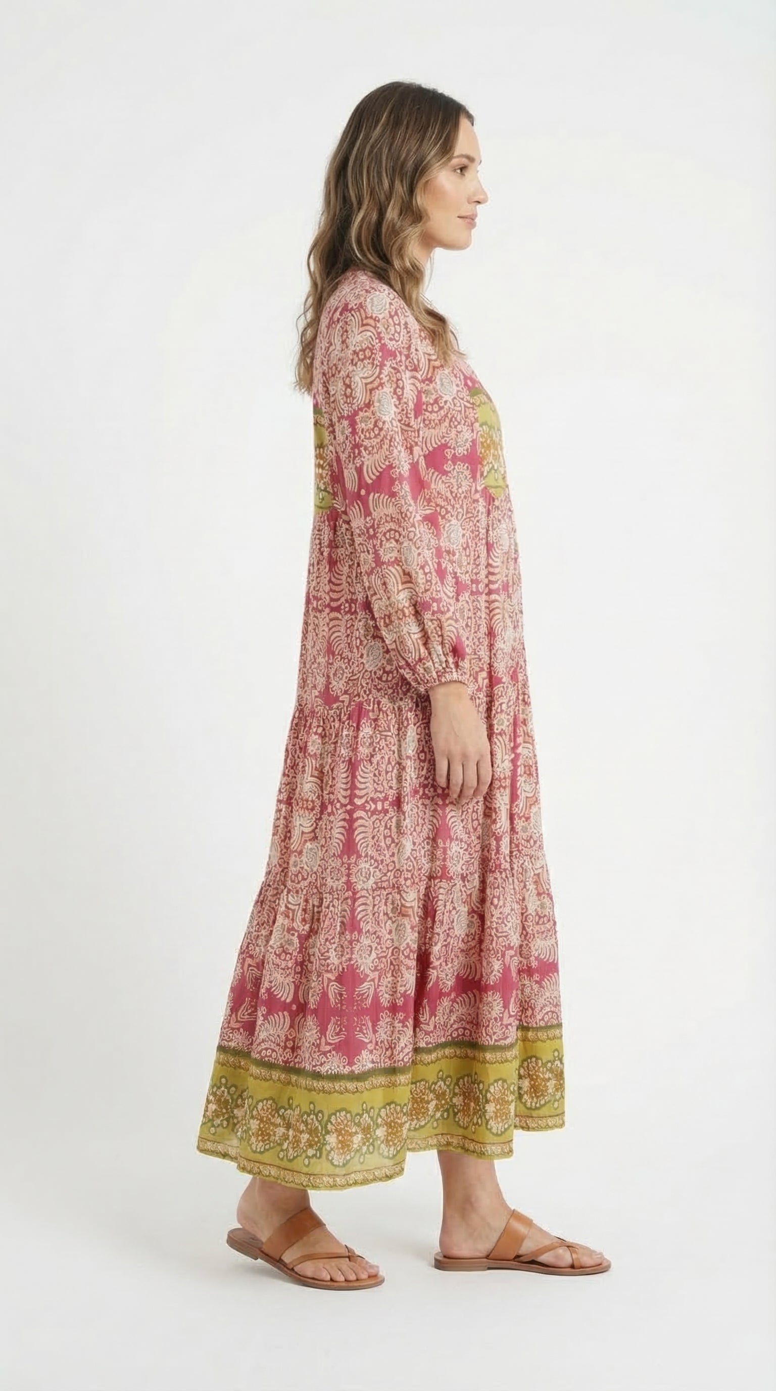 VESTIDO FUCSIA Y VERDE