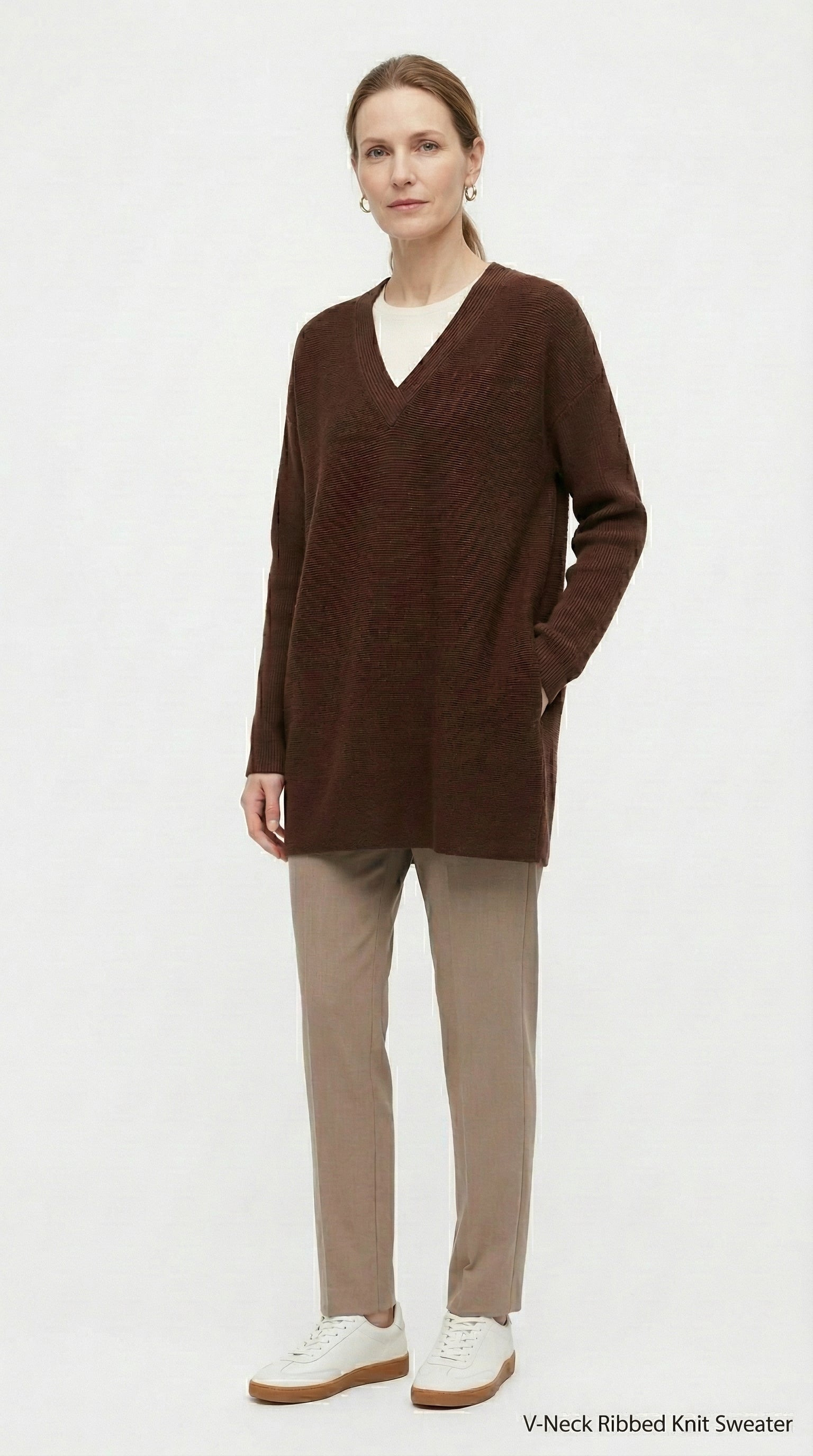 SUÉTER OVERSIZE CUELLO V CAFÉ