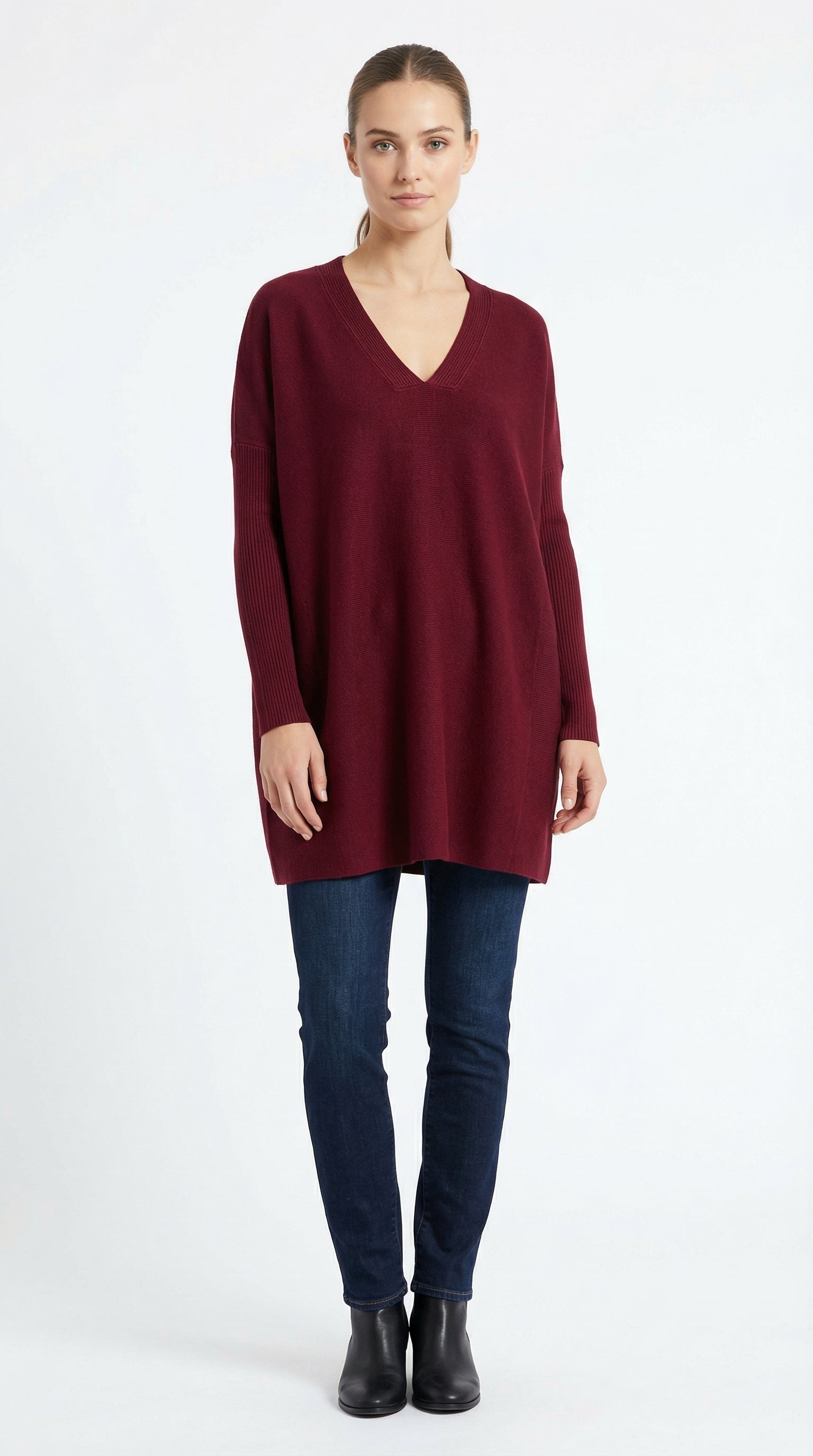 SUÉTER OVERSIZE CUELLO V BURDEO