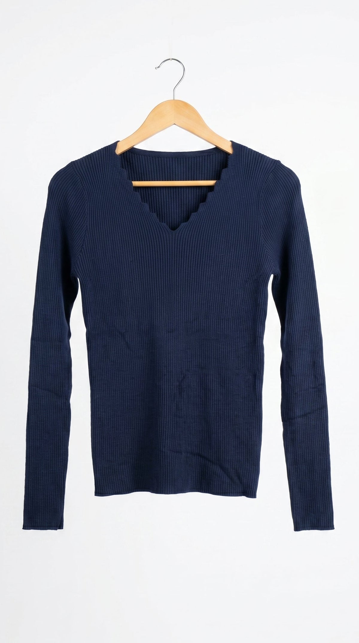 POLERA TEJIDA BASICA AZUL