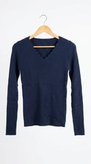 POLERA TEJIDA BASICA AZUL