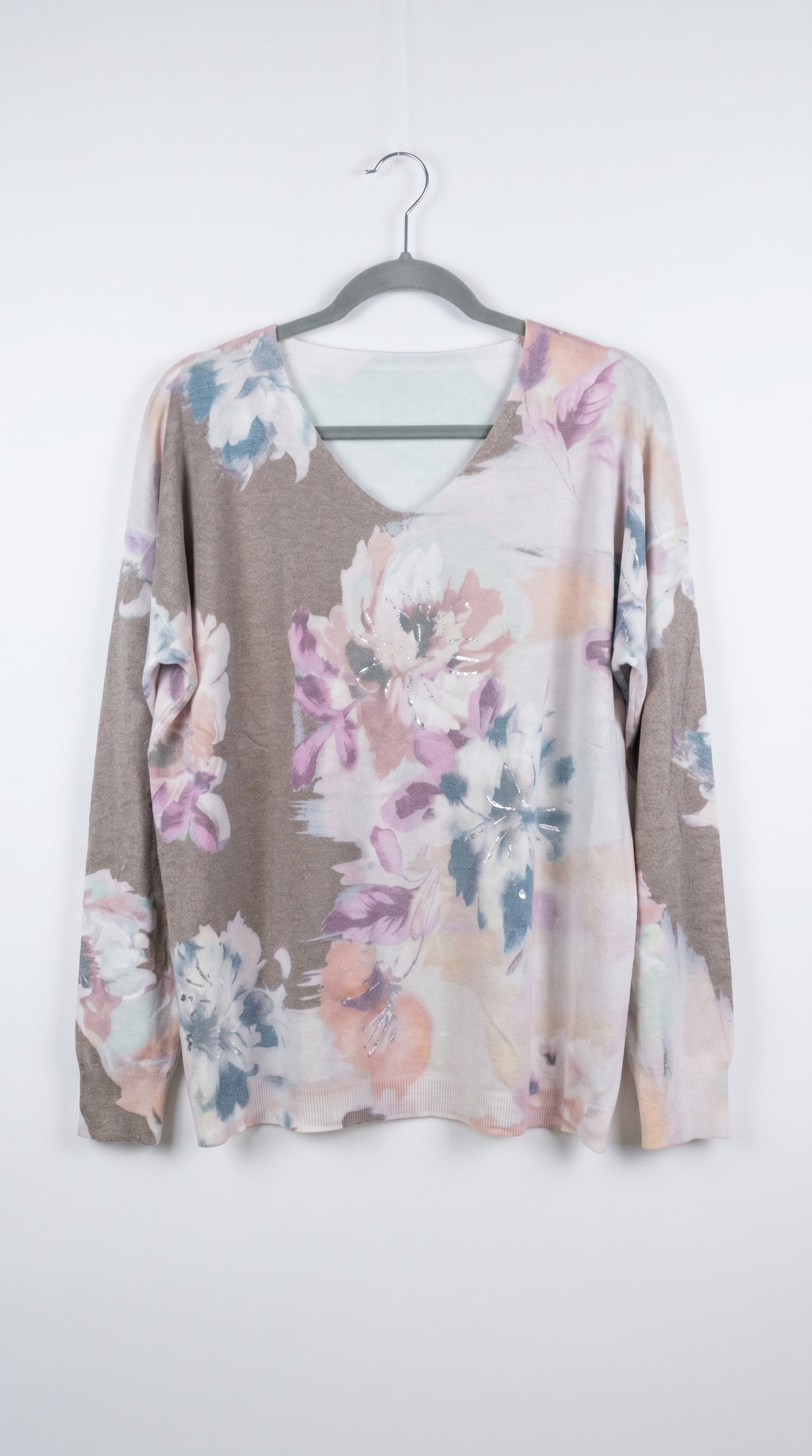 SUETER PINTADO FLORES GRIS